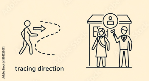 Contact tracing and public health measures illustration.