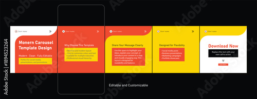 Set of LinkedIn carousel post, social media Instagram carousel post, modern and editable business carousel template design