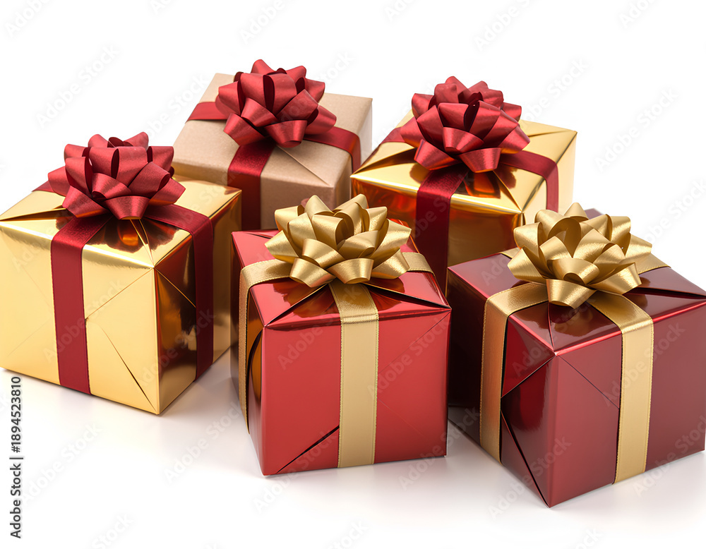 Obraz premium A collection of beautifully wrapped gifts with colorful ribbons and bows