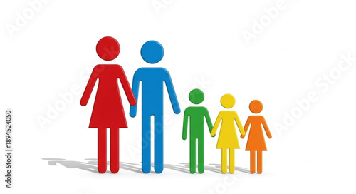 Colorful Stick Figure Family Representation.