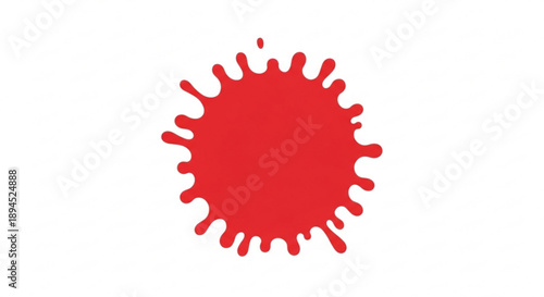 Viral red cell illustration with irregular edges on white background for medical or scientific concepts