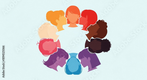 Diverse group of people in a circle unity and diversity concept with multiracial faces