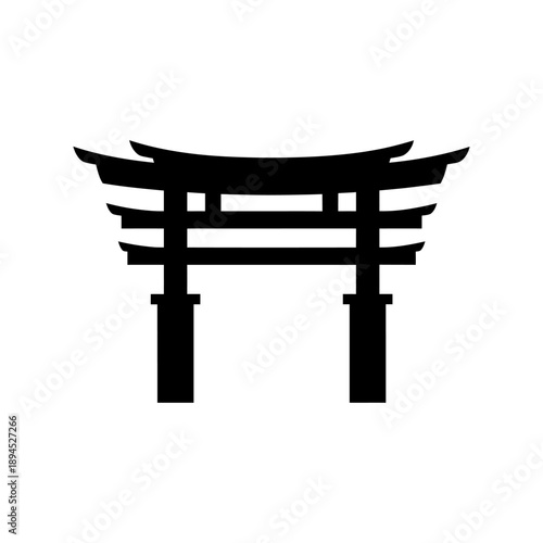 flat silhouette vector icon of temple gate entrance torana, solid black color for Buddha Day (Vesak) celebrations