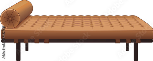 Modern Upholstered Chaise Lounge Vector Illustration