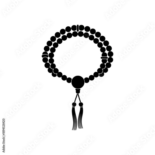 flat vector silhouette icon of Buddhist prayer beads mala, for Buddha Day (Vesak) celebrations