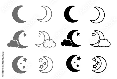 Moon icon set. Vector illustration of moon icon set