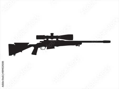 Vector illustration of a sniper rifle silhouette vector, Sniper rifle vector graphic, Sniper rifle silhouette vector illustration
