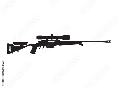 Vector illustration of a sniper rifle silhouette vector, Sniper rifle vector graphic, Sniper rifle silhouette vector illustration
