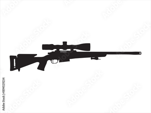 Vector illustration of a sniper rifle silhouette vector, Sniper rifle vector graphic, Sniper rifle silhouette vector illustration
