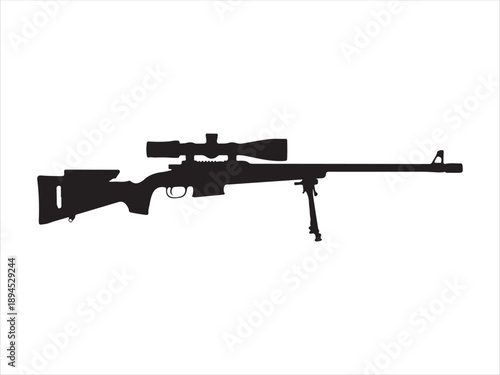 Vector illustration of a sniper rifle silhouette vector, Sniper rifle vector graphic, Sniper rifle silhouette vector illustration
