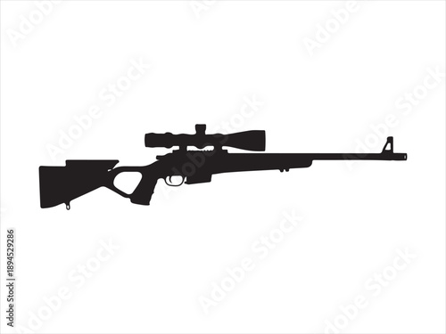 Vector illustration of a sniper rifle silhouette vector, Sniper rifle vector graphic, Sniper rifle silhouette vector illustration
