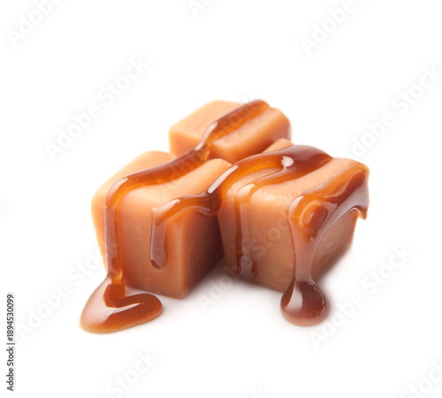 Caramel candy with caramel topping