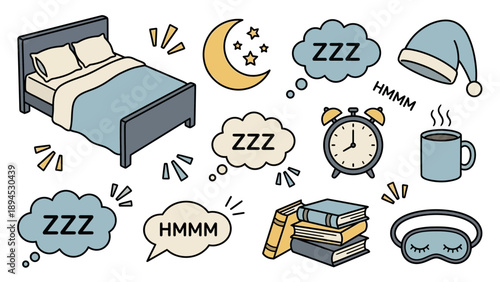 Sleep Time Icon Set for Rest and Relaxation