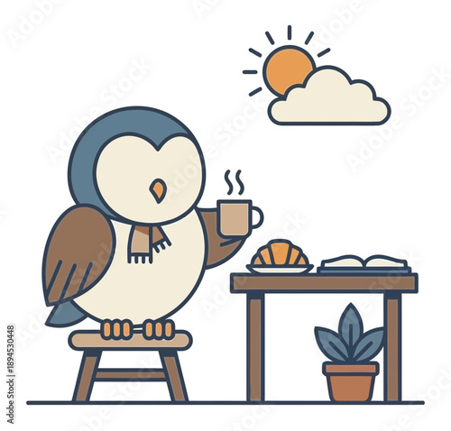 Sleeping Owl Icon for Rest and Nighttime Illustration