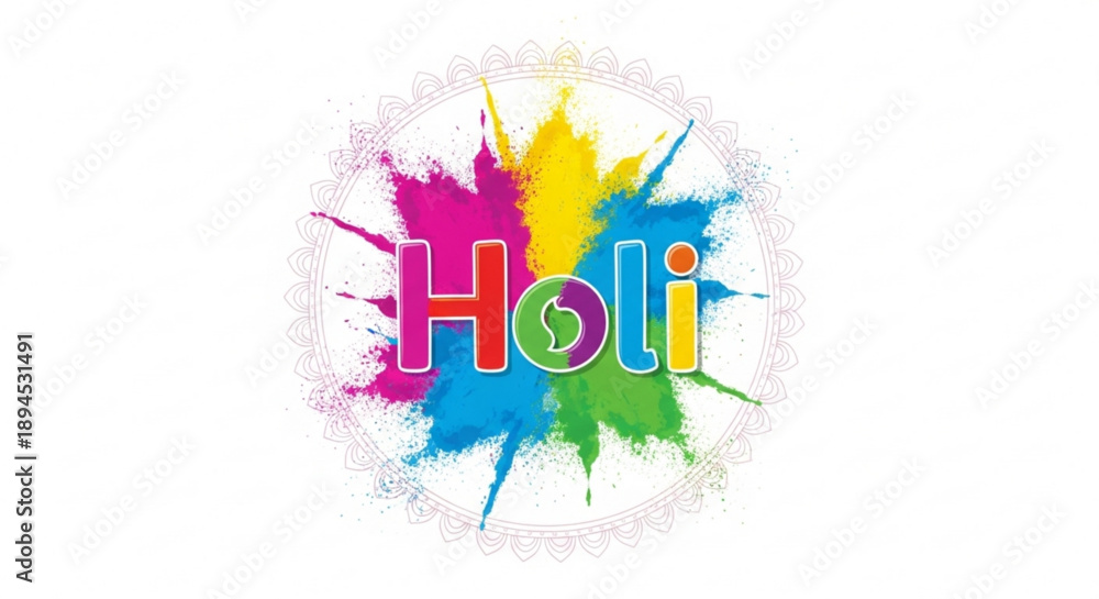 custom made wallpaper toronto digitalVibrant holi festival logo with colorful paint splashes on white background celebrating joy and diversity