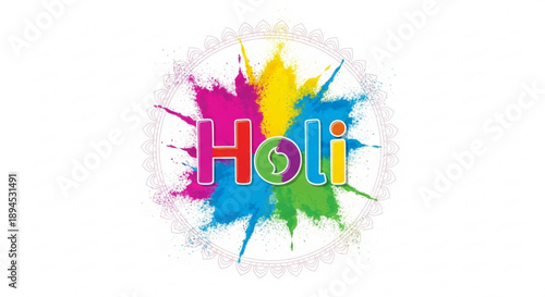 Wallpaper Mural Vibrant holi festival logo with colorful paint splashes on white background celebrating joy and diversity Torontodigital.ca