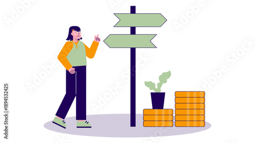 Businessman Taking Decision for Business Choices and Direction Illustration 