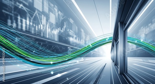 Futuristic Highway with Green Energy Waves.