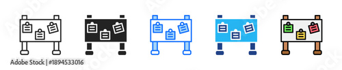 Digital Noticeboard Icon Set Multiple Style Collection
