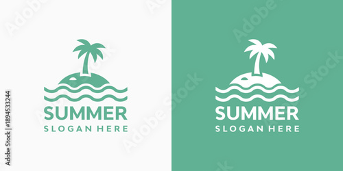 Beach island vector logo design with modern, simple, clean and abstract style. An icon for business, vacation, leisure, and personal branding.