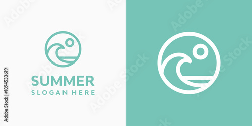 Beach wave symbol vector logo design with modern, simple, clean and abstract style. An icon for business, vacation, leisure, and personal branding.