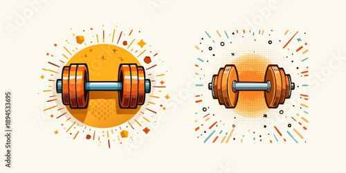 Isolated iron dumbbell and barbell weights with a scale for fitness gym training, featuring heavy metal equipment for bodybuilding and strength exercise on white