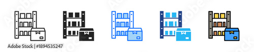 Warehouse Rack Icon Set Multiple Style Collection