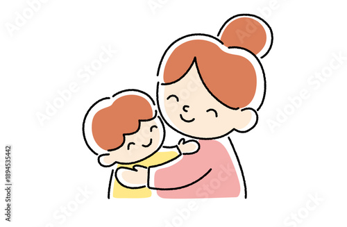 抱っこする母子