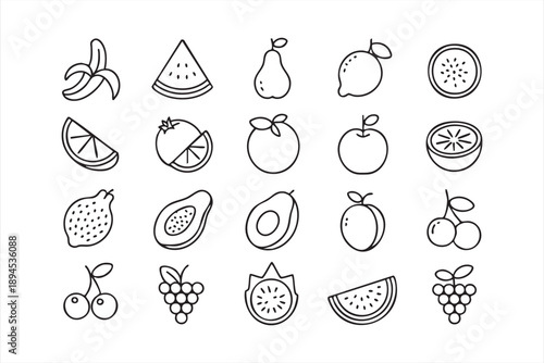 Fruit Category Icons for Supermarket and Retail Food Platforms