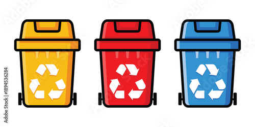 colorful trash can illustration collection