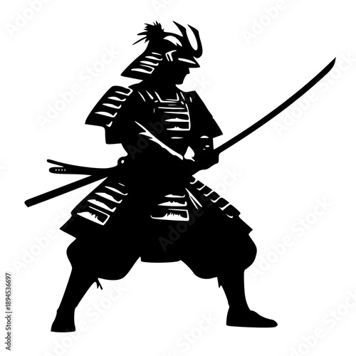 vector illustration of a knight , vector illustration of a samurai , silhouette of a samurai 