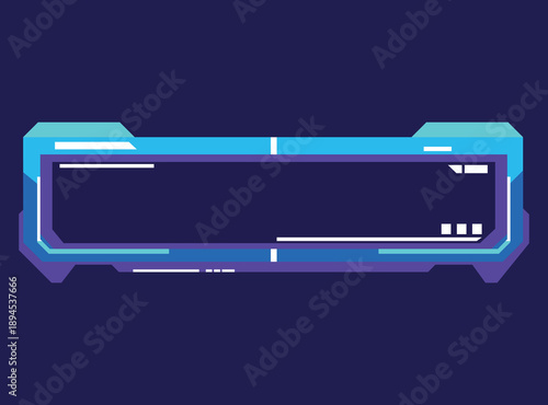 Futuristic blue and purple geometric HUD frame on a dark background. gaming overlays, streaming banners