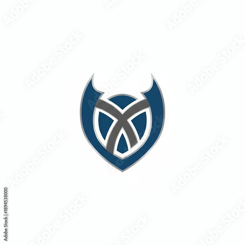 Abstract geometric shield logo icon with crest shape and metallic silver accents for security or sports branding