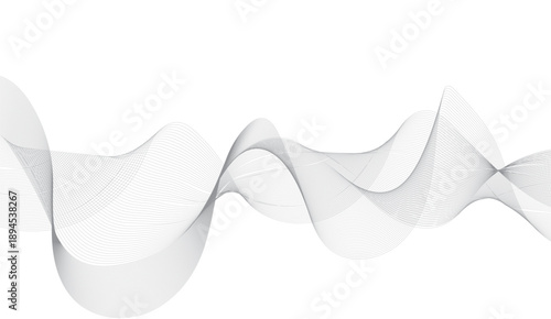 Abstract wave element for design. Digital frequency track equalizer. Stylized line art background. Vector illustration. Wave with lines created using blend tool. Curved wavy line. 