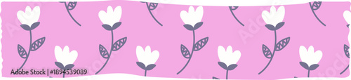 Floral White Blossoms Tape on Pastel Pink