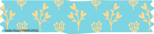 Yellow Botanical Tape on Blue