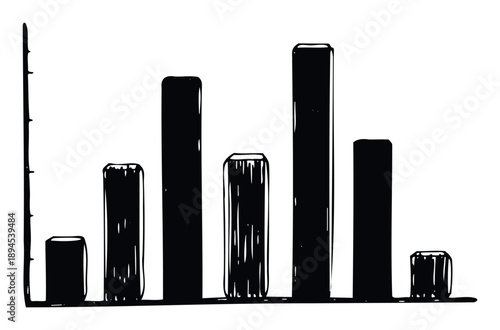 Hand drawn bar graph showing statistical data for business analytics, financial reports, or educational presentations to visualize comparative information and trends