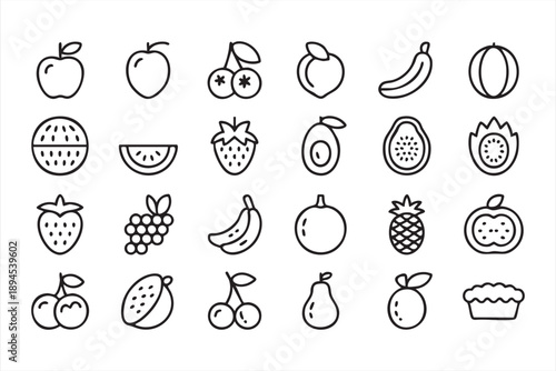 Vegan and Plant Based Fruit Line Art for Healthy Lifestyle Media