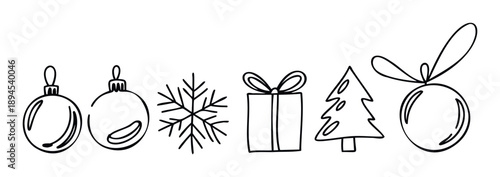 Collection of festive winter and holiday season line icons perfect for creating greeting messages, seasonal decorations, or educational activity books for children