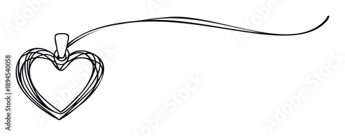 Elegant heart pendant depicted with a delicate continuous line drawing symbolizing love and connection, excellent for romantic event stationery, invitations, or branding projects.