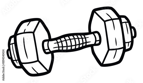 A solid black and white dumbbell designed for weight training and strength building exercises, suitable for fitness applications, workout routines, and health club promotions.