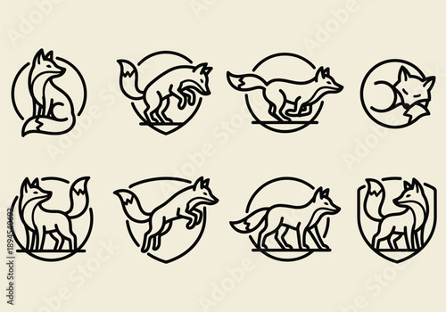 Minimalist Fox Line Art Icons Collection