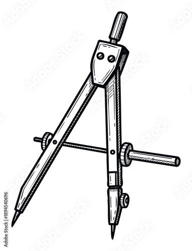 Essential drawing compass for precise geometric measurements and drafting tasks, ideal for educational resources, architectural plans, and engineering designs
