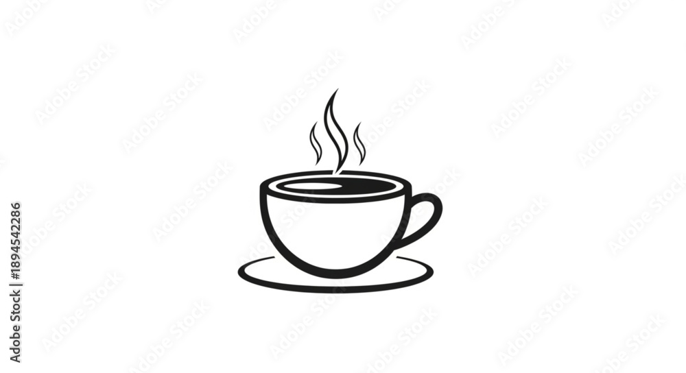 Obraz premium A steaming cup of coffee on a saucer illustration.