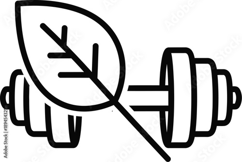 Simple black and white outline icon representing the essential connection between healthy eating habits and consistent strength training exercises for overall wellness
