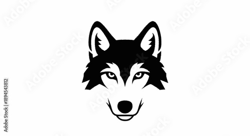 Black and white illustration of a wolf head.