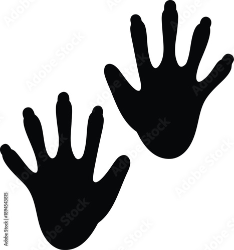 raccoon paw print dexterous fingers silhouette vector illustration on transparent background