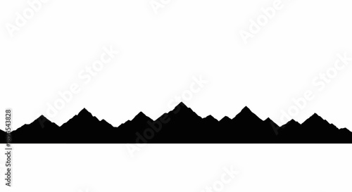 Black silhouette of jagged mountain peaks against a white background.