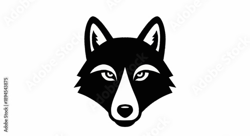 Black wolf head silhouette vector illustration.