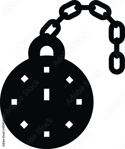 pocket watch chain loop silhouette vector illustration on transparent background